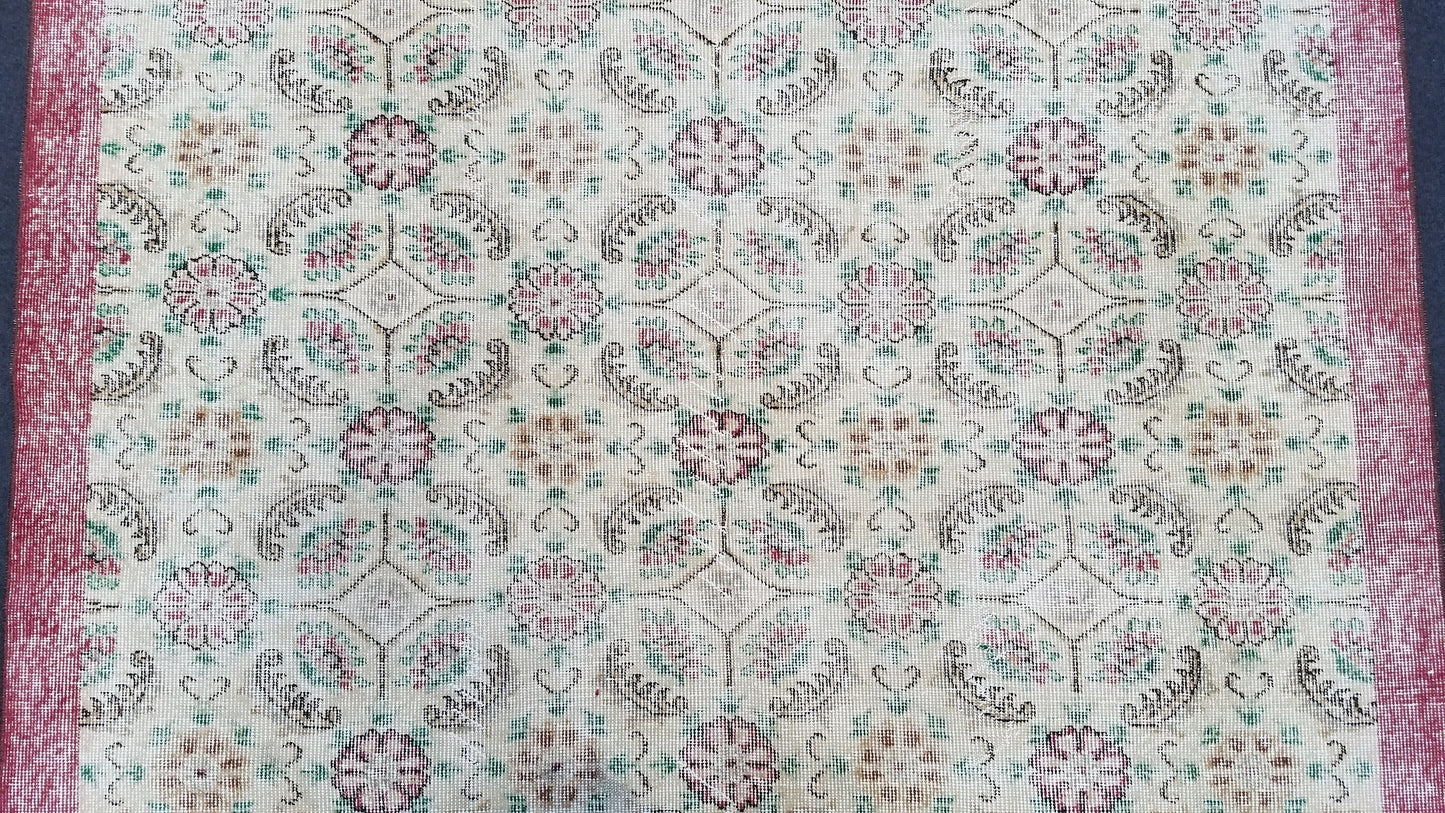 Oushak turkish rug, vintage rug, vintage oushak rug, vintage anatolian rug,kitchen runner rug unique hand made rug,bohemian rug 9'x5'6