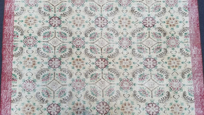 Oushak turkish rug, vintage rug, vintage oushak rug, vintage anatolian rug,kitchen runner rug unique hand made rug,bohemian rug 9'x5'6