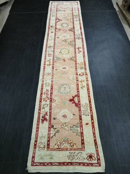 Vintage Turkish Oushak Runner Rug 2.9 x 14 Turkish Runner Rug XL Vintage Muted Runner Rug Extra Long  Runner Rug Plush Soft Wool Runner