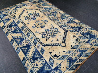 Blue Vintage Rug OUSHAK RUG 6x3.9 TURKISH Oushak Rug Vintage Oushak Runner Rug Vintage Runner Rug Wool Oushak Rug Hand Made Rugs