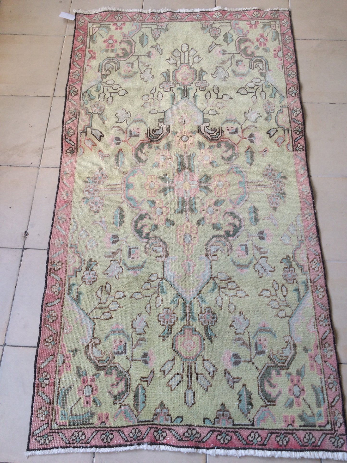 Vintage Turkish Rugs, Bathroom Rug, Living Room Rug, Vanity Rug, Vintage Oushak Rug, Handmade Rug, Natural Wool Rug, Hand Knotted Rug