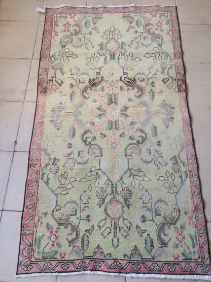 Vintage Turkish Rugs, Bathroom Rug, Living Room Rug, Vanity Rug, Vintage Oushak Rug, Handmade Rug, Natural Wool Rug, Hand Knotted Rug