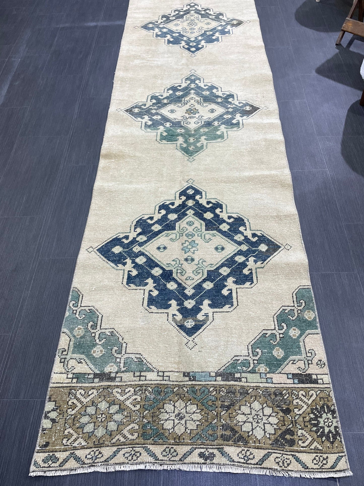 Antique Runner Rug 2.7 x 12.8 Persian Runner Rug Wool Oushak Rug Oushak Runner Rug Long Turkish Runner Rug Kitchen Runner Rug Hallway Runner