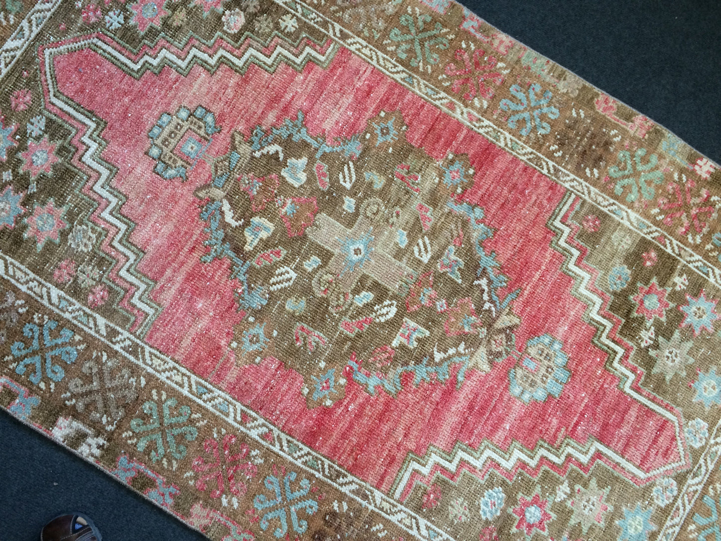 OUSHAK RUG Pink TURKISH Oushak Rug Vintage Oushak Runner Rug Vintage Runner Rug Wool Oushak Rug Hand Made Rugs Vintage Turkish Rug