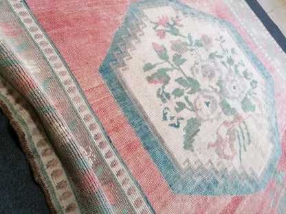 8'8x5'4 vintage turkish rug, pastel oushak rug, living room rug, vintage anatolian unique hand made wool rug