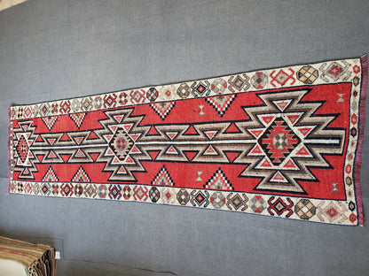 Oushak Runner Rug Turkish 3.2 x 11 Runner Rug Vintage Runner Rug Hallway Runner Rug Kitchen Runner, HANDMADE Runner Rug Wool Anatolian Rug