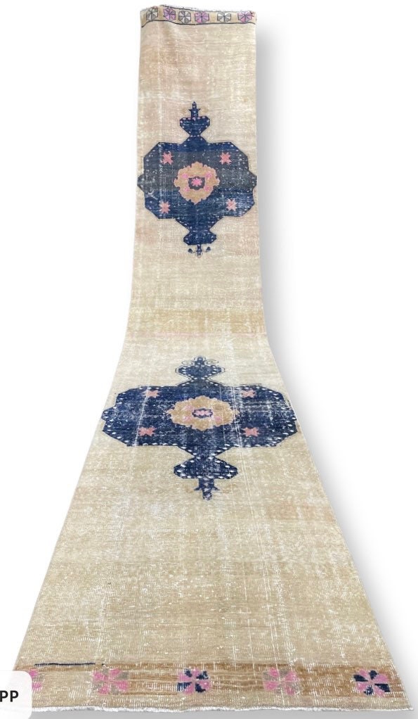 XL Wool Handmade Runner Rug 2.9 x 16.6 TURKISH Runner Rug Vintage Runner Rug Extra Long Runner Rug Staircase Runner rug Hand Knotted Runner