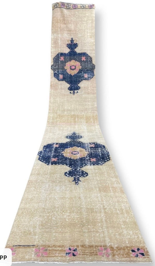 XL Wool Handmade Runner Rug 2.9 x 16.6 TURKISH Runner Rug Vintage Runner Rug Extra Long Runner Rug Staircase Runner rug Hand Knotted Runner