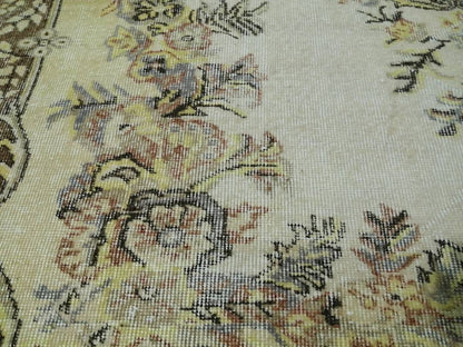 Vintage OUSHAK RUG 6.2 x 9.3 TURKISH Rug Vintage Oushak Runner Rug Vintage Persian Rug Wool Oriental Rug Hand Made Rugs Muted Oriental rug