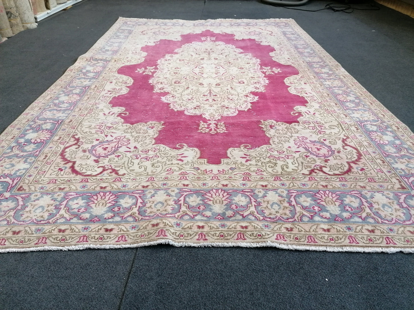5.3 x 8.5 Bohemian pink rug, anatolian rug, wool vintage rug, turkish rug, hand knotted rug