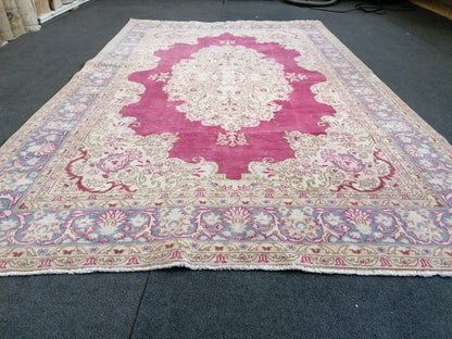 5.3 x 8.5 Bohemian pink rug, anatolian rug, wool vintage rug, turkish rug, hand knotted rug