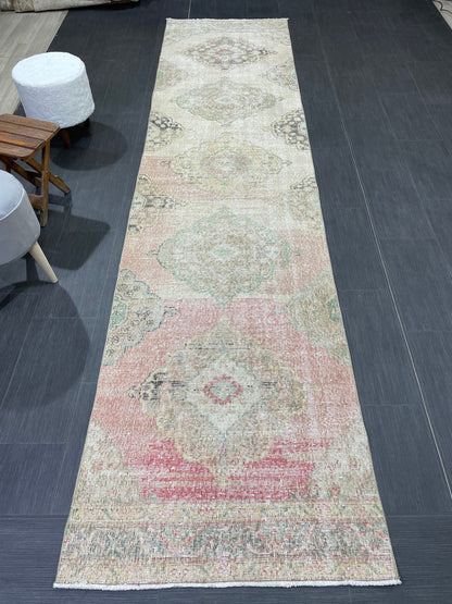 Handmade Runner RUG 3 x 12 TURKISH Oushak Rug Vintage Runner Rug Vintage Runner Rug Wool Oushak Rug Antique Rug Hand Knotted Rug