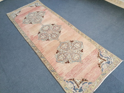 3'5x9'4 oushak wool runner rug,turkish handmade rug, hallway runner rug, vintage runner rug, kitchen runner rug