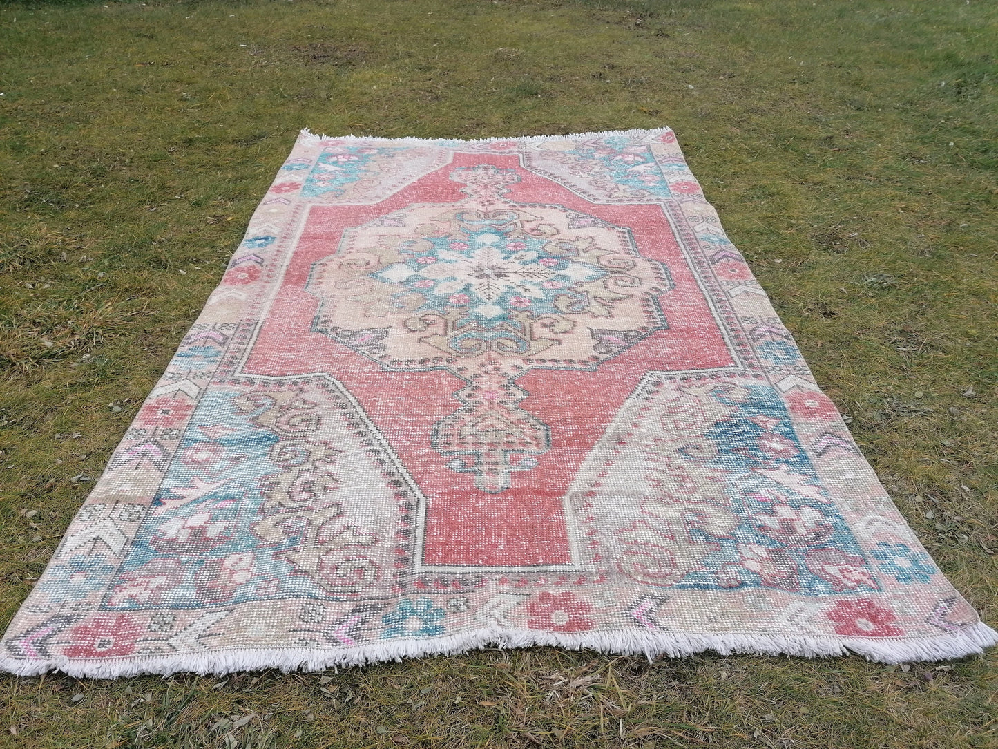 Vintage rug 7x4'6 turkish rug, kitchen rug, oushak rug