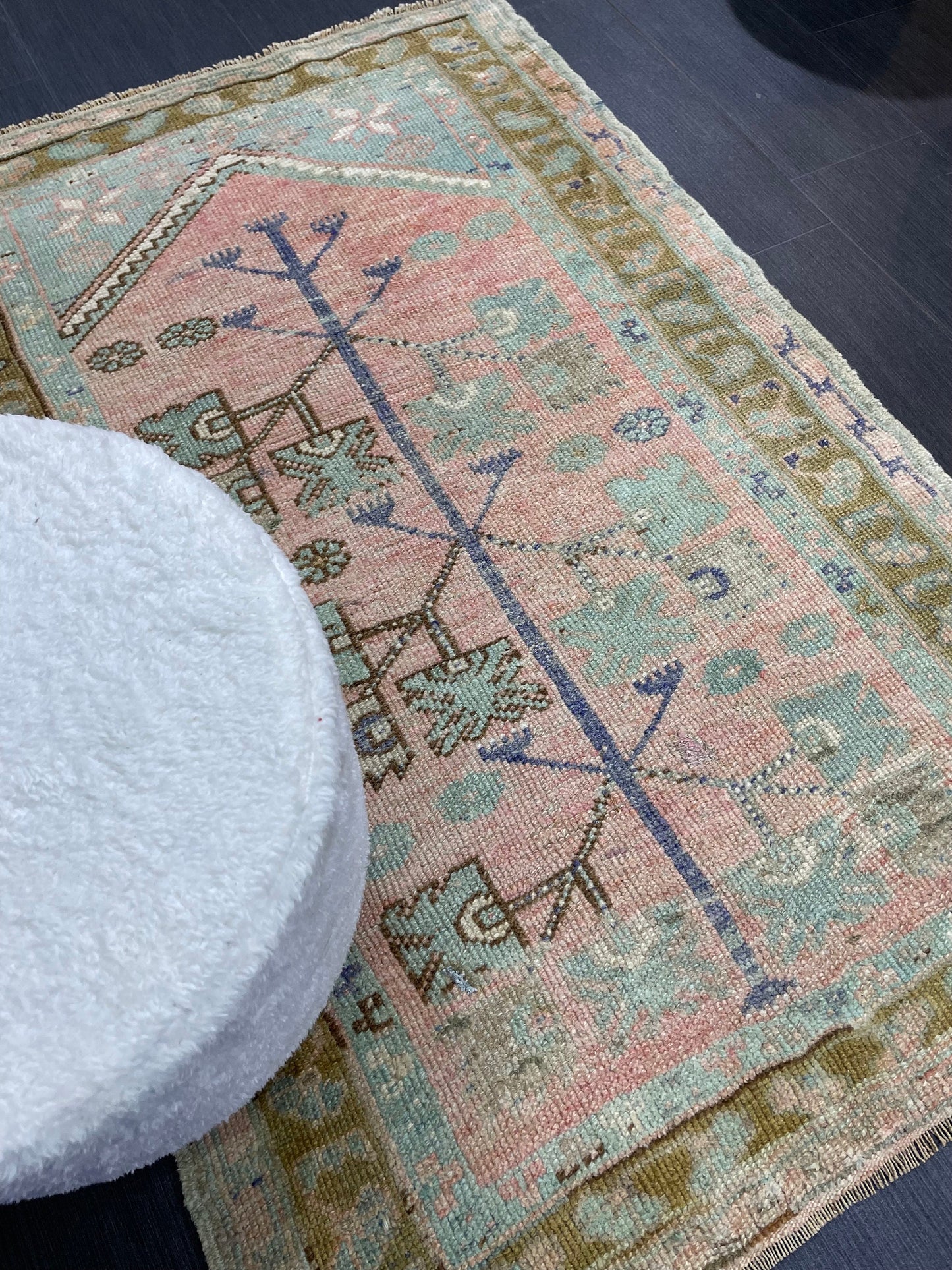 Muted Handmade Rug Muted 2.11 x 4.4 Vintage Rug Wool Oushak Rug Hand Made Rugs Vintage Turkish Rug Living Room Rug