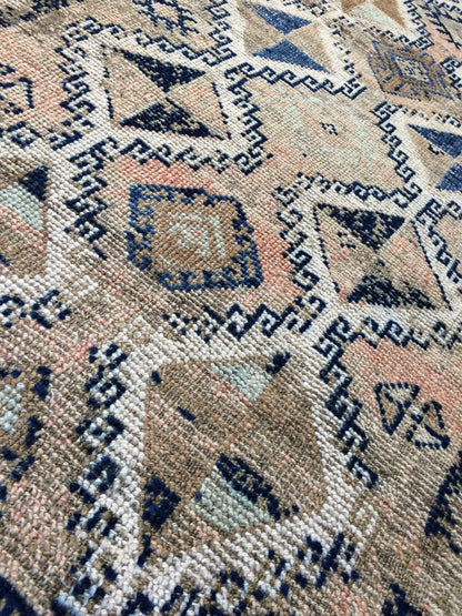 Old Turkish Rug, Oushak Rug, Wool Oriental Blue Rug, Oushak Runner Rugs, Farmhouse Rug, Vintage Rug, Vintage Rug, Hand Made Rug