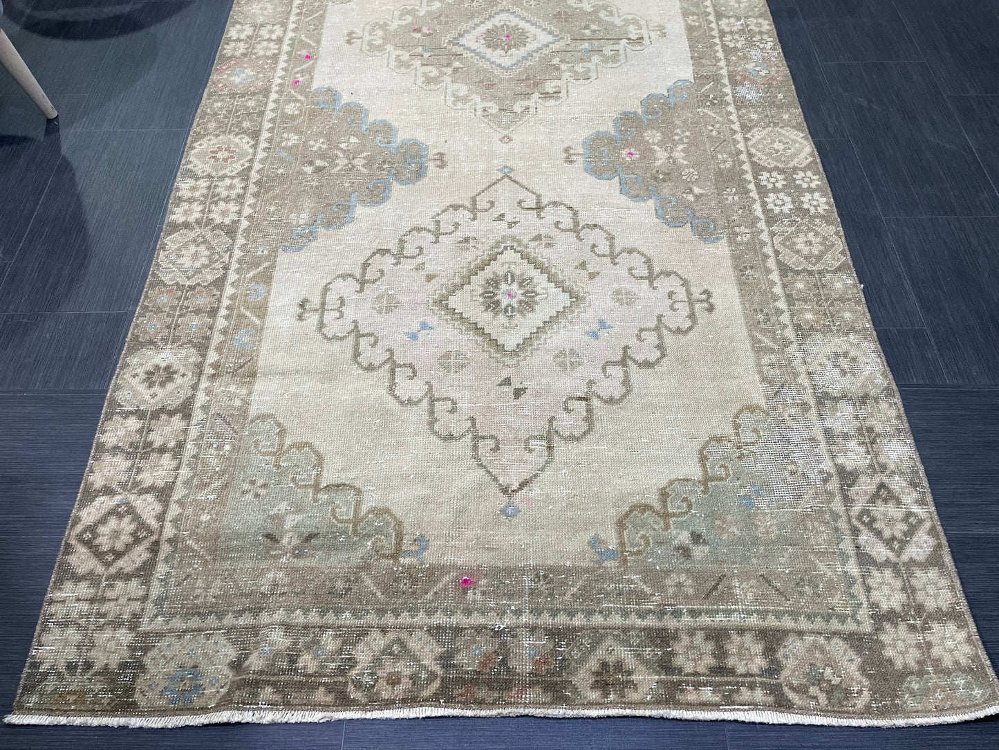 Oushak Runner Rug, Turkish 4.5 x 12.8 Runner Rug, Vintage Runner Rug, Hallway Runner Rug, Antique Runner Rug, Handmade Wool Runner Rug