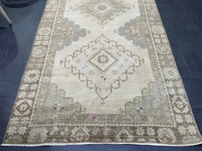 Oushak Runner Rug, Turkish 4.5 x 12.8 Runner Rug, Vintage Runner Rug, Hallway Runner Rug, Antique Runner Rug, Handmade Wool Runner Rug