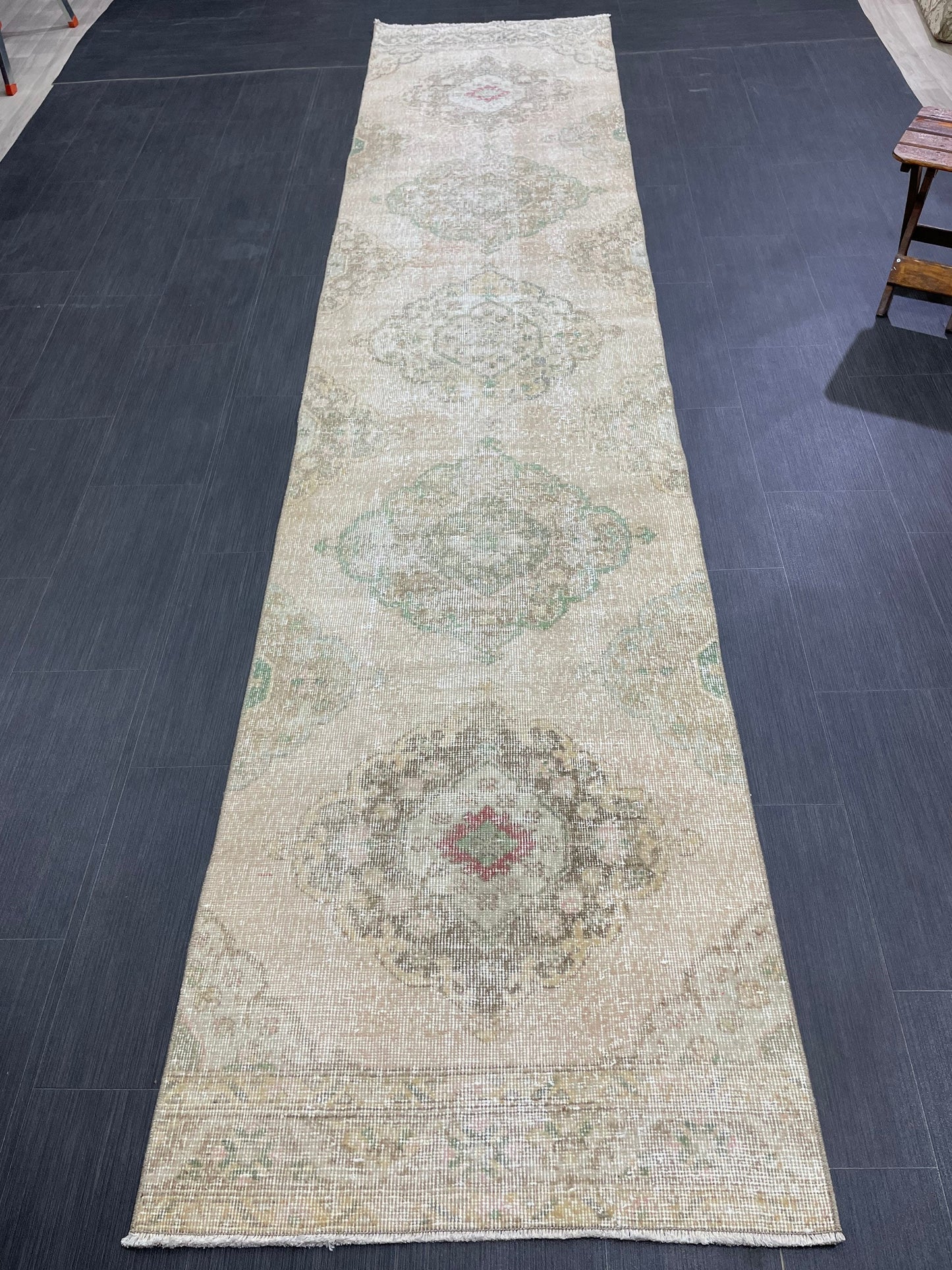 Handmade Runner Rug 2.7 x 12.4 Turkish Runner Rug Vintage Runner Rug Hallway Runner Rug Kitchen Runner Rug Hand Knotted Runner Rug