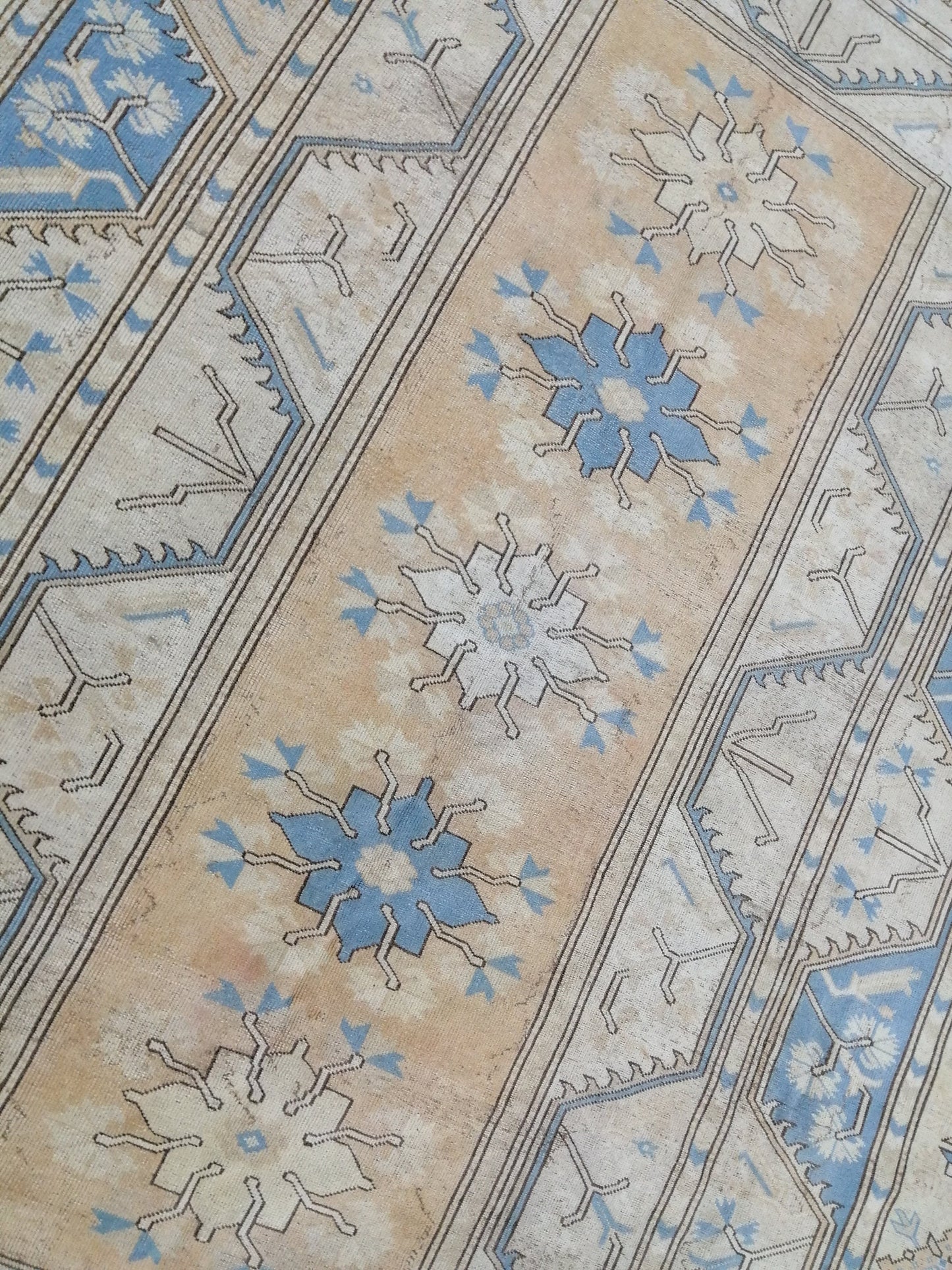 8.7 x 11.8 Muted Wool OUSHAK RUG TURKISH Persian Rug Vintage Oriental Rug Vintage Hand Made Rug Wool Oushak Rug Light Blue Rug 8x12 rug