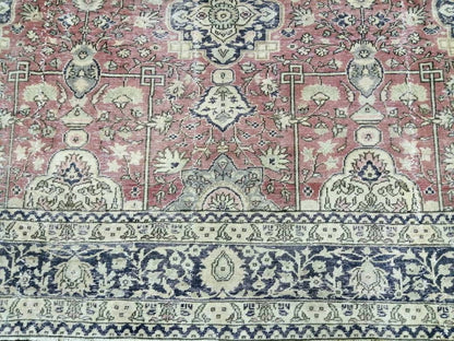 Muted Persian RUG 7.7 x 11 Turkish Oushak Rug Vintage Antique Rug Vintage Blue Pink Rug Wool Muted Oriental Rug Hand Made Rug