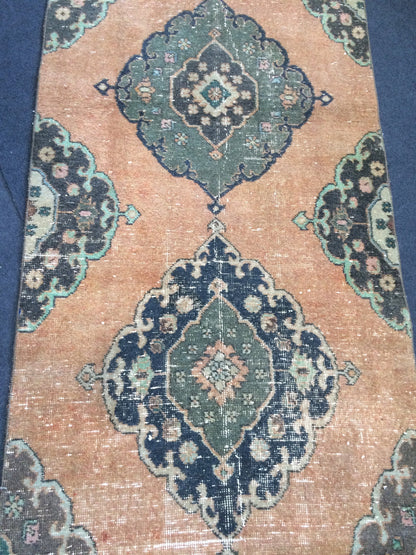 3 x 13.7 Turkish Runner Rug Oushak Runner Rug  Vintage Runner Rug Hallway Runner Rug Kitchen Runner Rug Wool Runner Rug Wool Oushak Runner