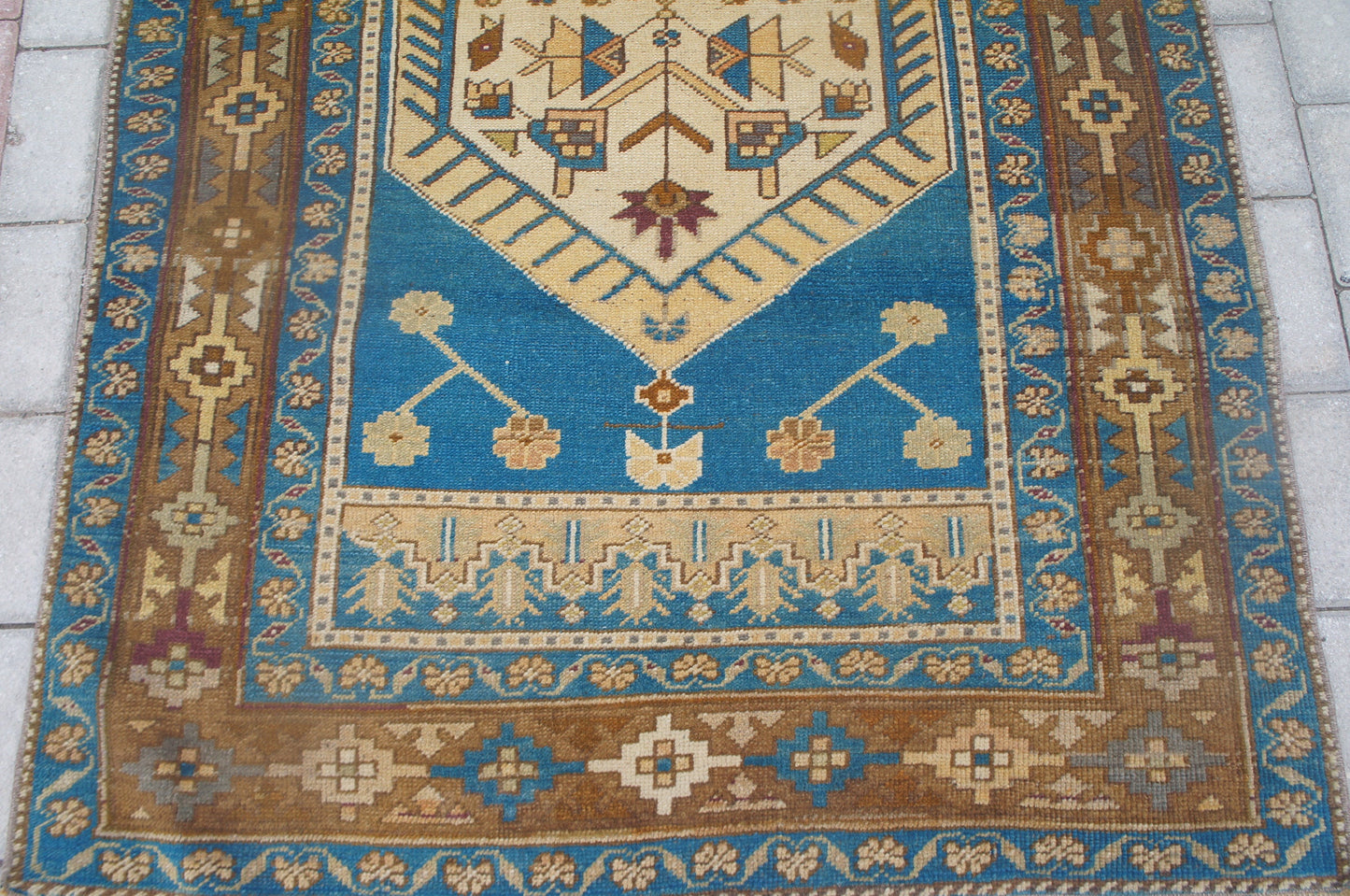 Blue Oushak Rugs Turkish Hand Made Rug Wool Oushak Rug OUSHAK RUG Blue Vintage rugs  Turkish Rugs