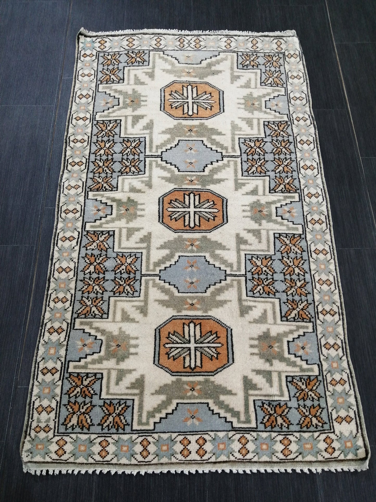 Hand Made Rugs 4.5 x 2.6 Vintage Turkish Rug OUSHAK RUG TURKISH Oushak Rug Vintage Oushak Runner Rug Small Vintage Rug