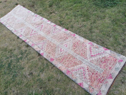 2.7 x 10.9 Vintage turkish runner, high pile runner, hallway runner,  turkish handmade wool rug, kitchen rug, oushak rug