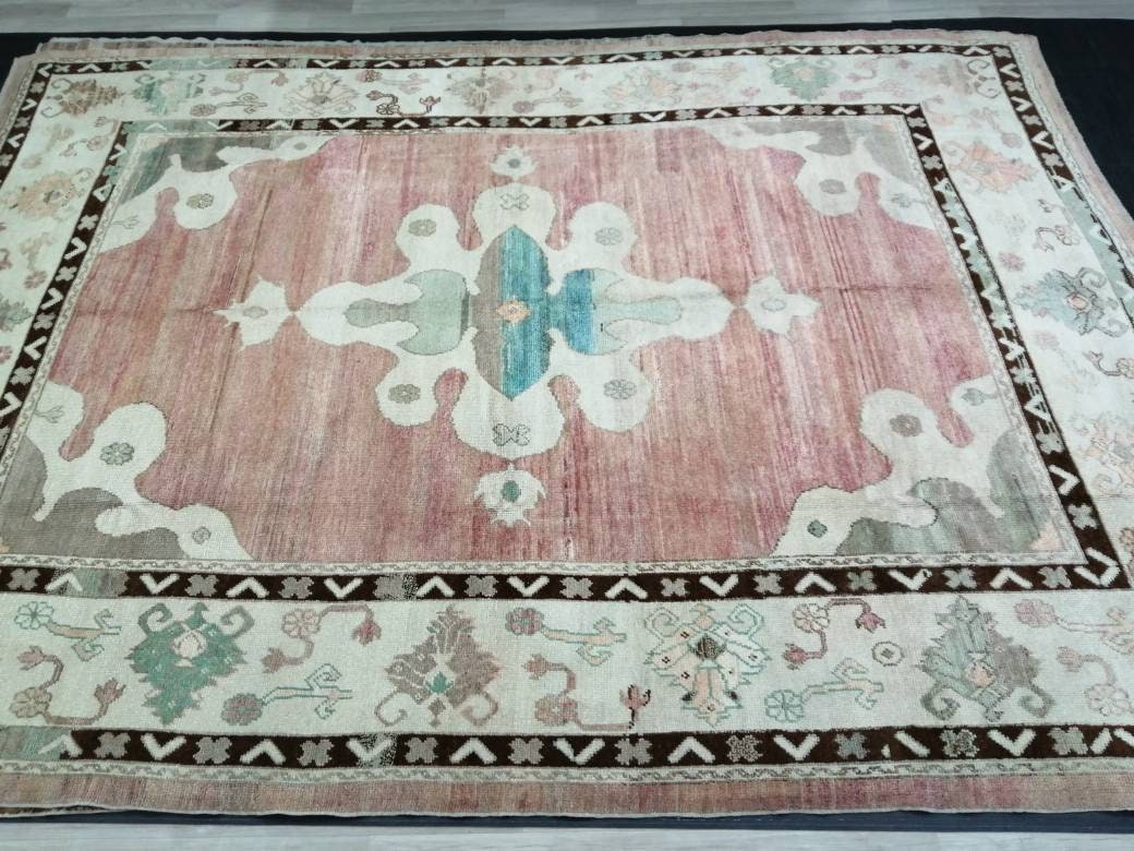 Authentic OUSHAK RUG 12.7 x 9 Oushak Rug Vintage Oushak Rug Vintage Rug Wool Oushak Rug Hand Made Rugs Vintage Turkish Rug