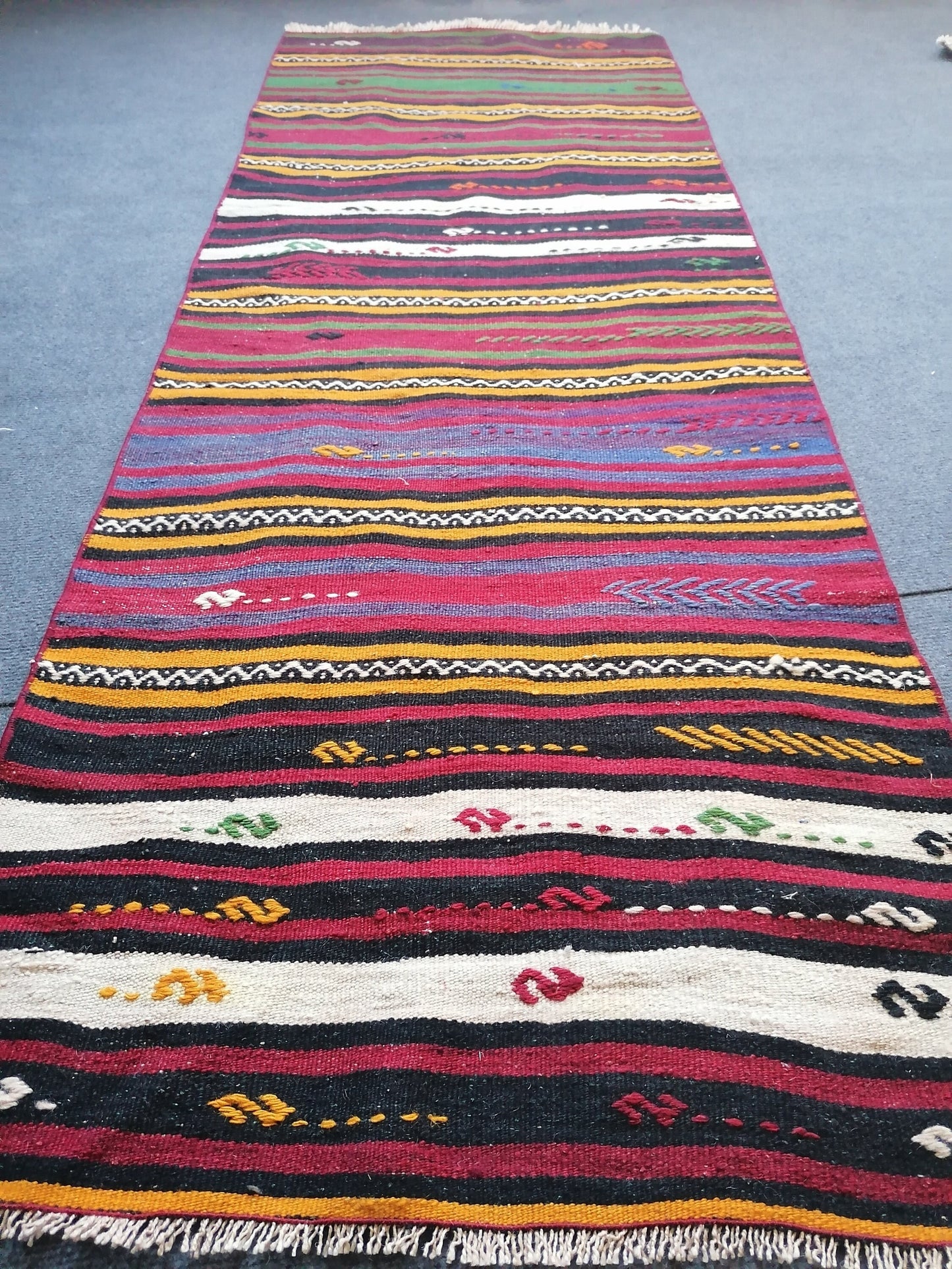 5'10x2 flat woven rugs, hand made flatweave rug, oushak rug, rustic rug, bohemian rug, rug runner, turkish rug, farmhouse rug, vintage rug