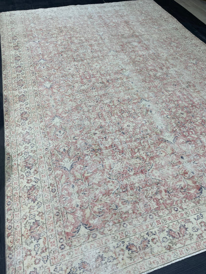 Large Distressed OUSHAK RUG, TURKISH 6.8 x 9.10 Rug Vintage Rug Vintage Persian Rug Wool Oriental Rug, Handmade Rug, Vintage Turkish Rug