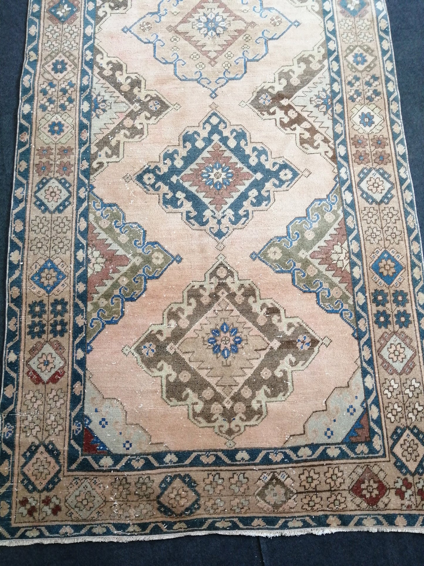 12.7 4.10 ft Oushak Runner Rug Turkish Runner Rug Vintage Runner Rug Hallway Runner Rug Kitchen Runner Rug Wool Runner Rug Wool Cream Rug