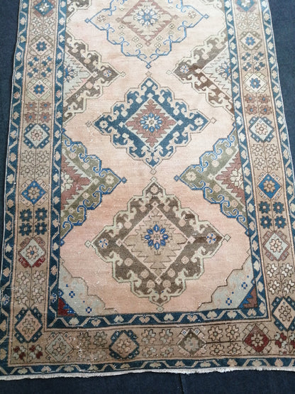 12.7 4.10 ft Oushak Runner Rug Turkish Runner Rug Vintage Runner Rug Hallway Runner Rug Kitchen Runner Rug Wool Runner Rug Wool Cream Rug