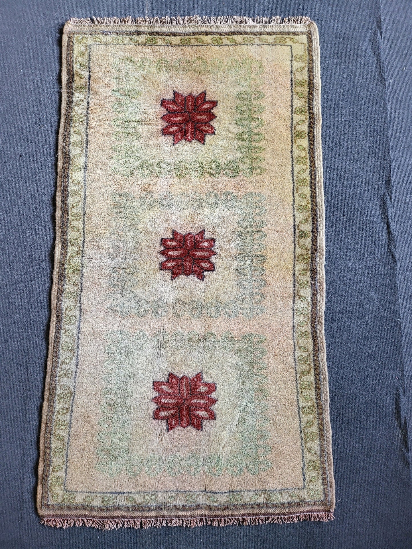 Handmade Muted Rug, Hand Knotted 2.3 x 4.2 Rug, Oushak Rug, Rustic Rug, Vanity Rug, Turkish Rug, Farmhouse Rug, Vintage Rug, Wool rug