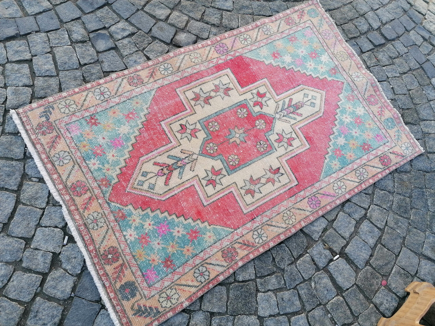 6'7x3'4 turkish rug,turkish vintage rug,oushak vintage rug,vintage rug,kitchen rug, vintage anatolian rug,unique hand made rug,bohemian rug