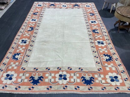 Muted Vintage RUG, Turkish Oushak Rug, Antique 5.9 x 8.7 Rug, Vintage Wool Rug, Handmade Rug, Hand Knotted Rug, Meditation Rug, Fun Rug