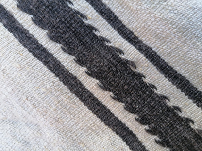 2.5 x 21 Neutral wool runner, long flatweave stripe handmade runner, no dye woven rug, turkish kilim runner