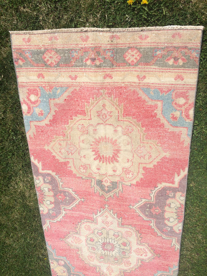 13 x 3 VINTAGE RUNNER Rug, Muted Vintage Turkish Runner Rug, Oushak Runner Rug, Hand woven Rug, High Quality wool runner Rug,3x13 Runner