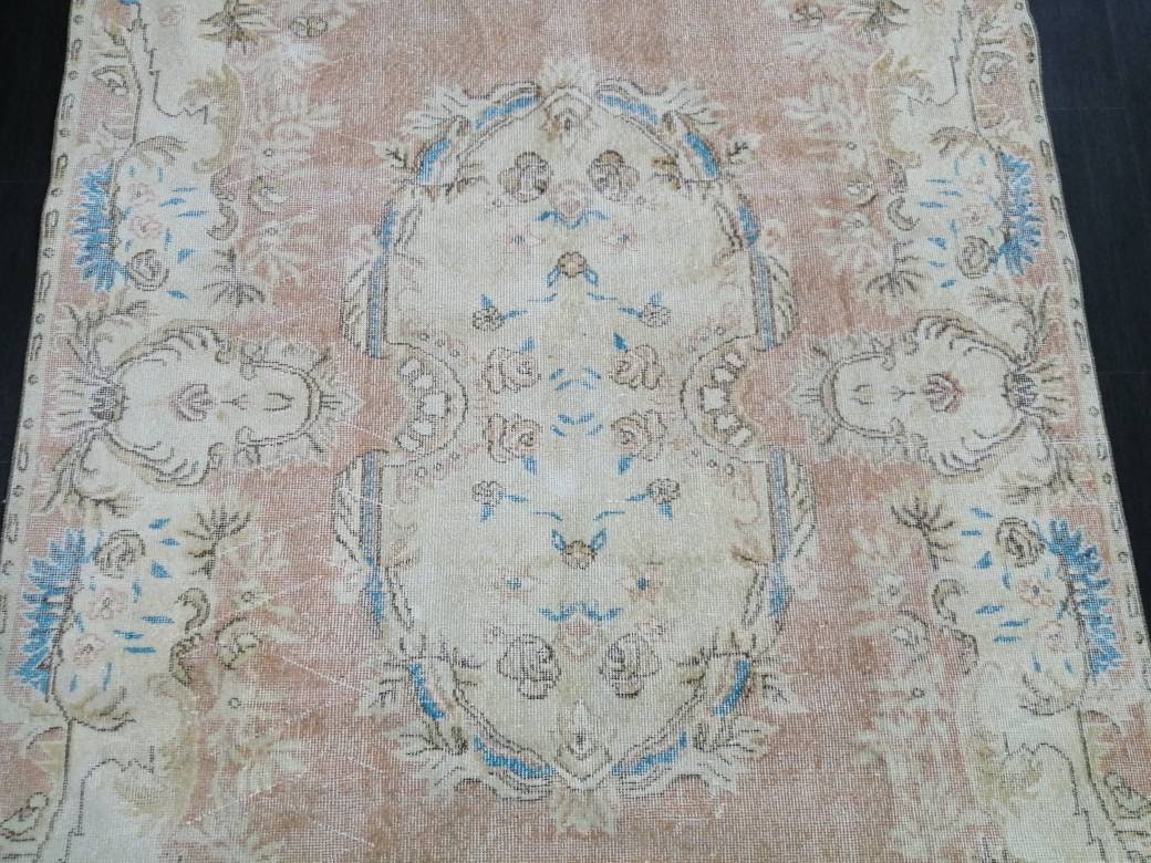 Persian RUG Neutral Vintage Oushak Rug Large 5.8 x 10.3 Vintage Rug Wool Oushak Rug Hand Made Rugs Vintage Turkish Rug Neutral Rug 6x10 rug