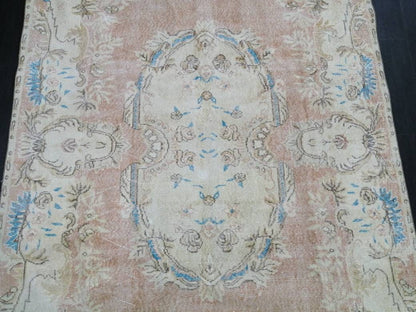 Persian RUG Neutral Vintage Oushak Rug Large 5.8 x 10.3 Vintage Rug Wool Oushak Rug Hand Made Rugs Vintage Turkish Rug Neutral Rug 6x10 rug