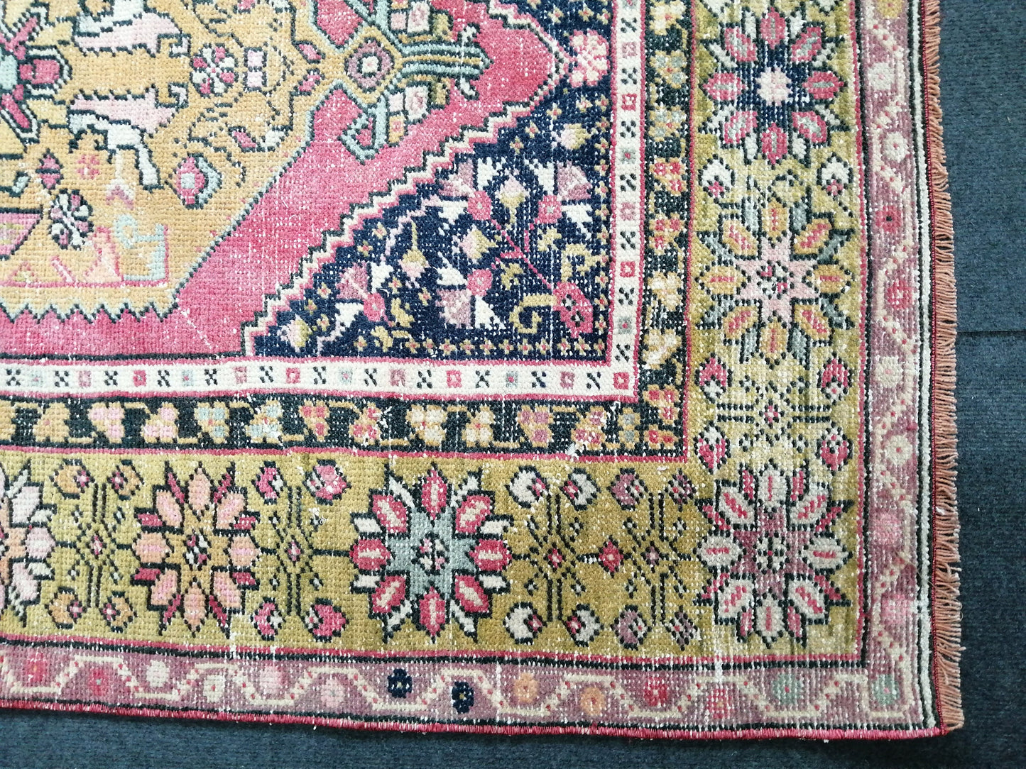 5.6 x 3.7 OUSHAK RUG TURKISH Oushak Rug Vintage Oushak Runner Rug Vintage Runner Rug Wool Oushak Rug Hand Made Rugs Vintage Turkish Rug