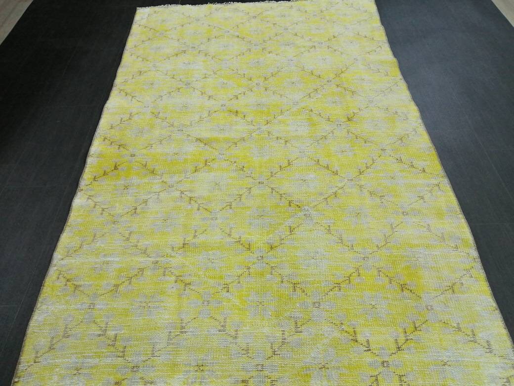 Vintage RUG TURKISH Rug 7.3 x 4.5 Oushak Rug Vintage Oushak Rug Vintage Rug Muted Boho Rug Hand Made Rug Vintage Neutral Rug