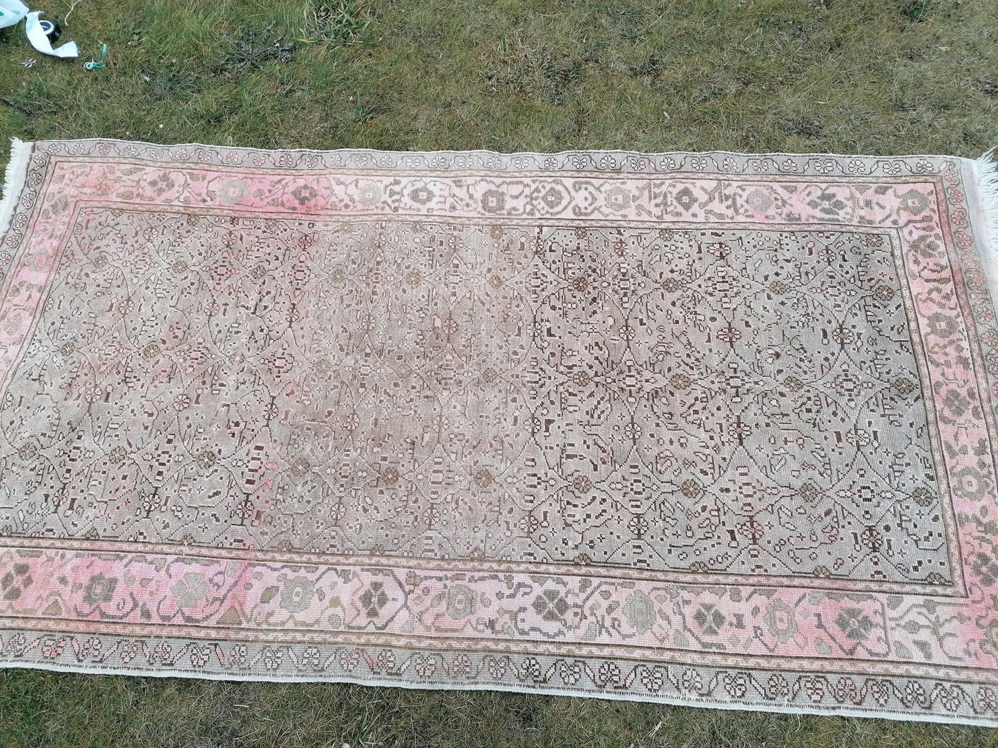 9'6x5'3 muted vintage rug natural oushak rug vintage rug wool oushak rug hand made rugs vintage turkish rug