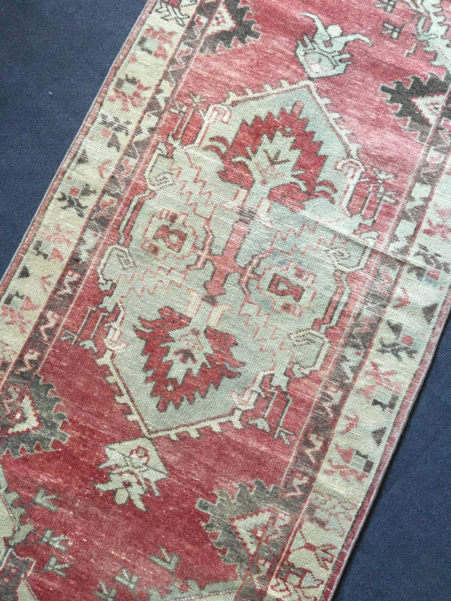 3x6 feet handmade turkish runner, vintage destroyed wool kitchen runner, bedroom arae runner rug, oushak living room area rug,red runner rug