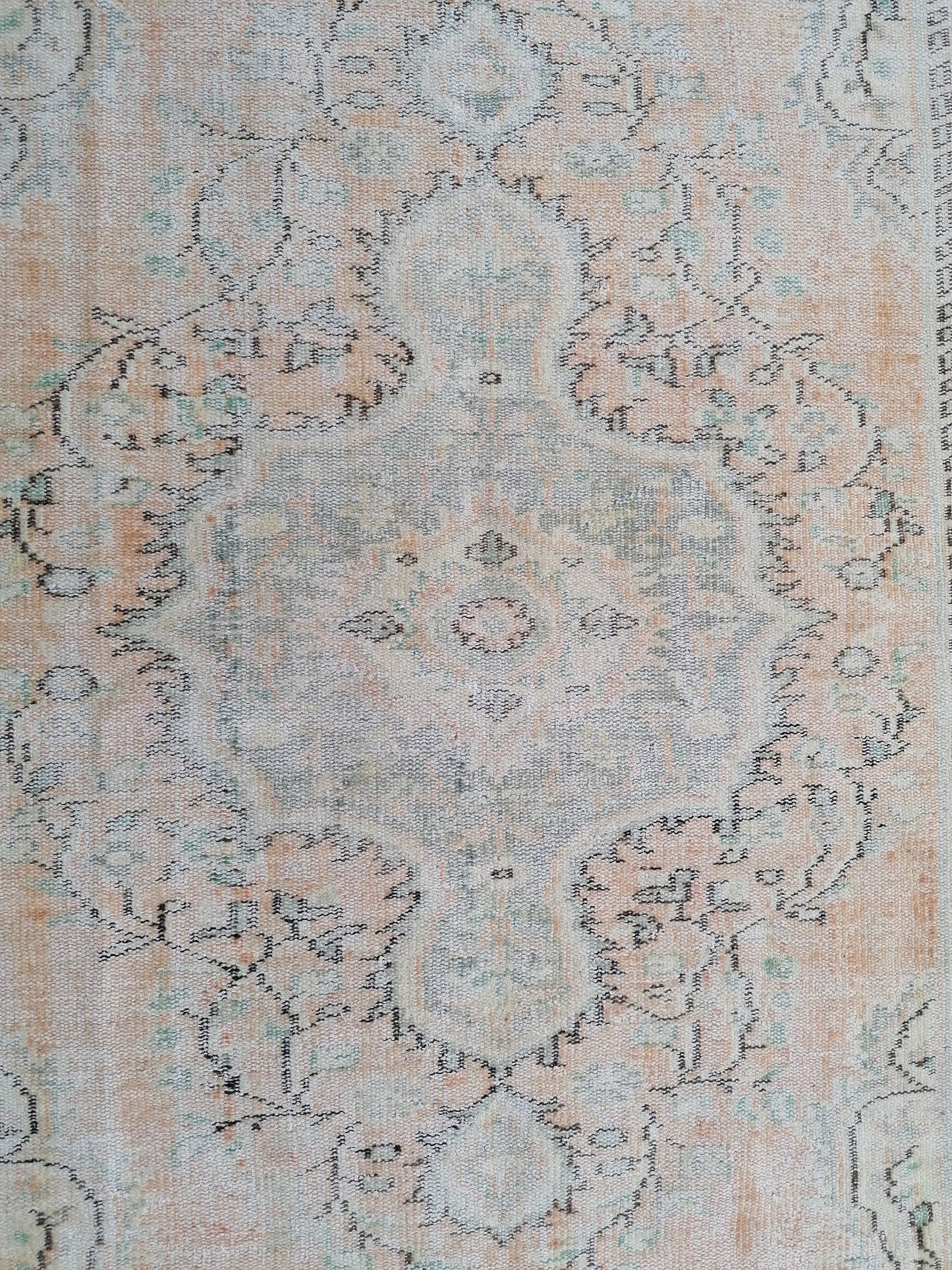 5 x 8.8 muted soft colors rug distressed vintage turkish rug, oushak rug
