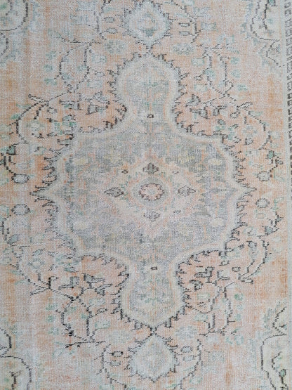 5 x 8.8 muted soft colors rug distressed vintage turkish rug, oushak rug