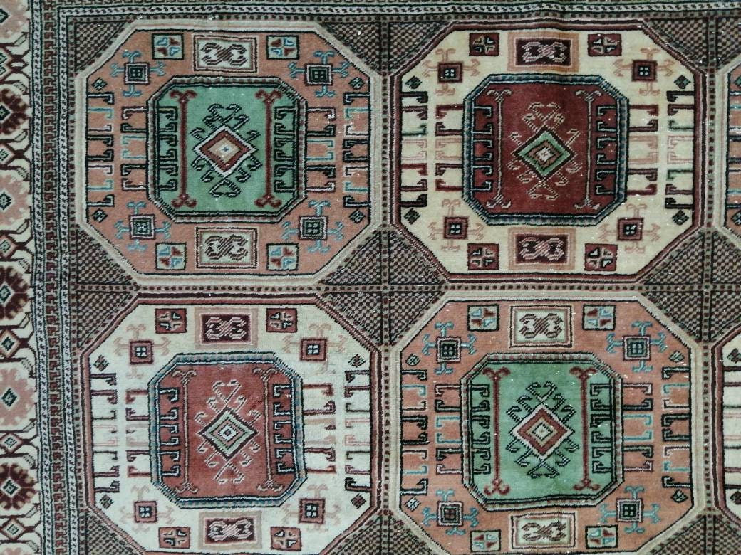 Turkish Rug, Vintage Oushak Rug, Oriental Rugs, Wool Rug, 9.4 x 6.2 High Pile Farmhouse Rug, Vintage Rug, Hand Made Rug Persian Rug 6x9 rug