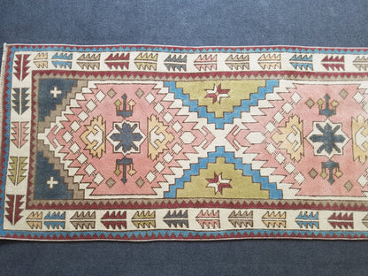 12'2x3' oushak runner rug,runner rug,turkish runner rug vintage rug vintage oushak rug,hand made runner rug, kitchen runner rug bohemian rug