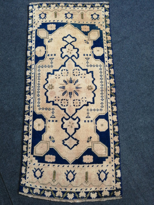 Small Turkish Rug Bathroom Rug Vanity Rug Powder Room Rug Hand Knotted Rug Oushak Rug Hand Made Rug Vintage Rug Door Mat